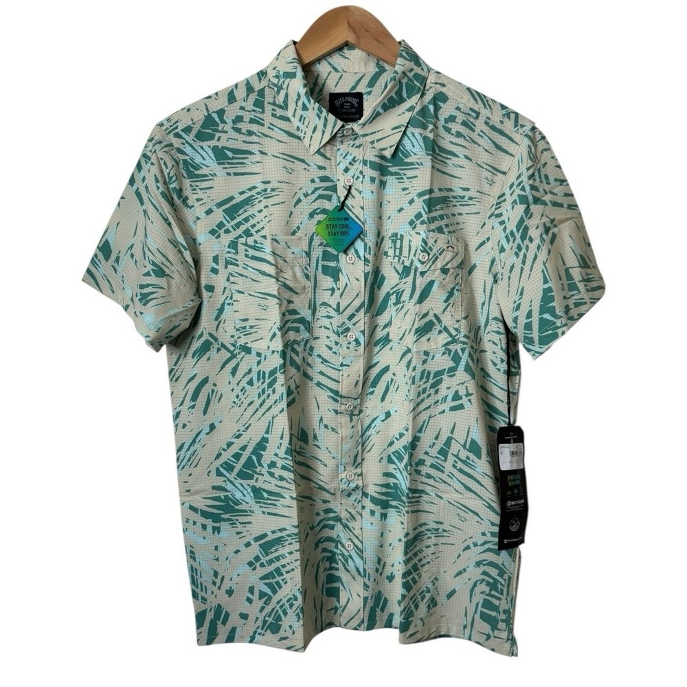 Billabong Mens Medium Surftrek Performance Button Up Shirt Short Sleeve